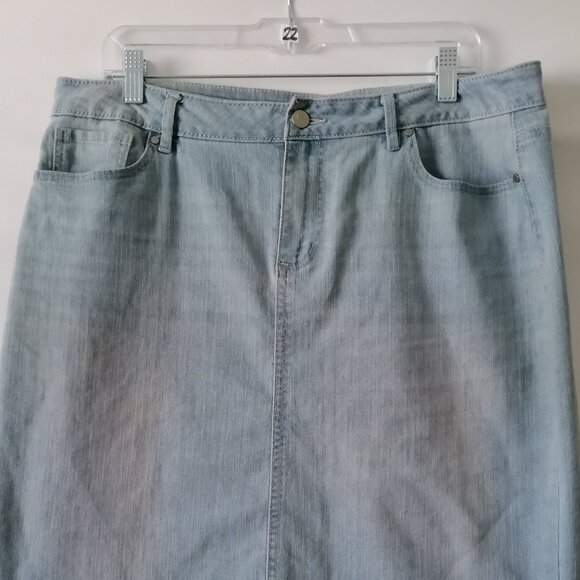 D. Jeans Womens Sky Blue Light Wash Denim Knee Length Straight Skirt Size S - Picture 2 of 6